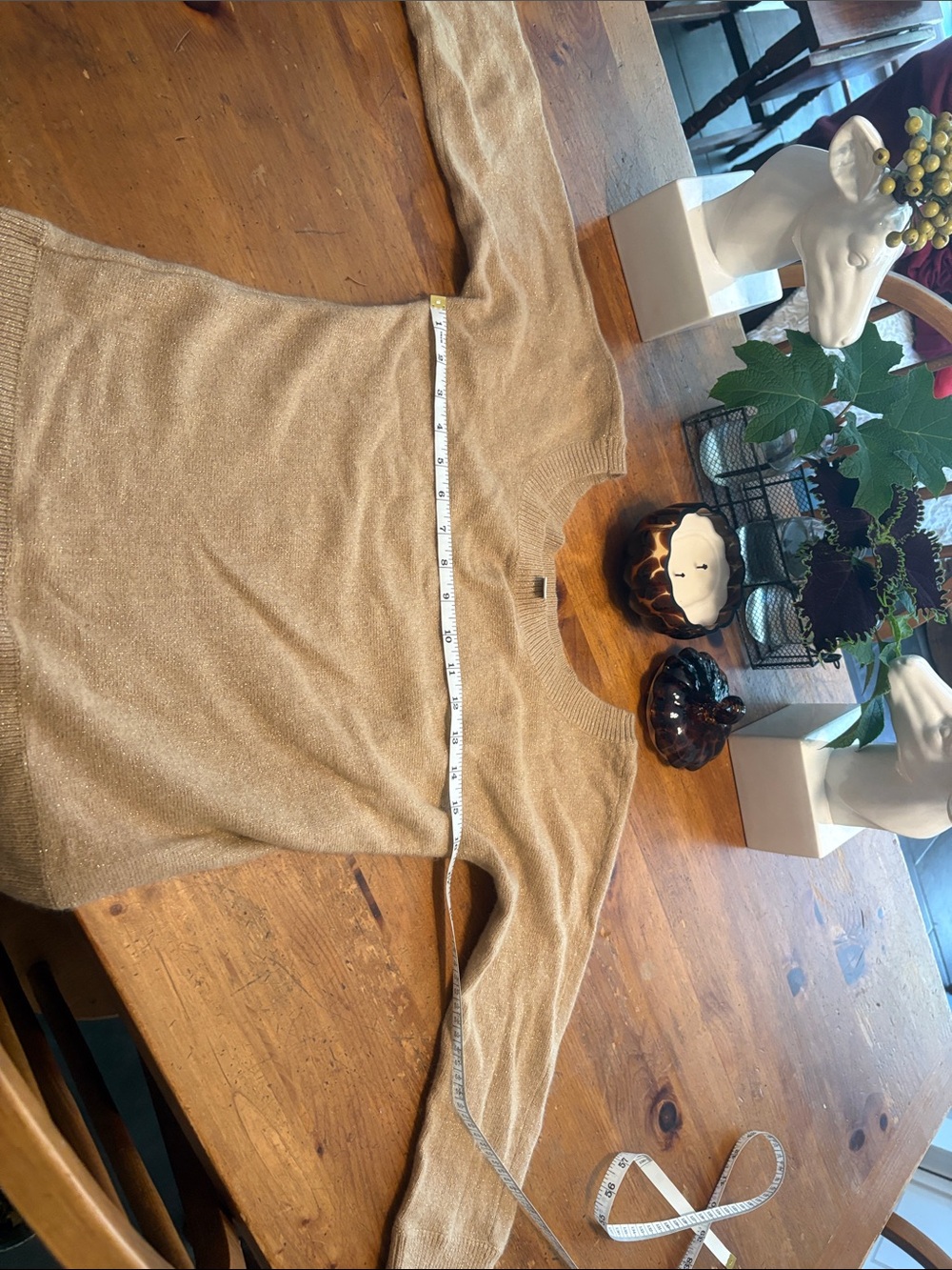 Banana Republic Metallic Taupe Crewneck Sweater